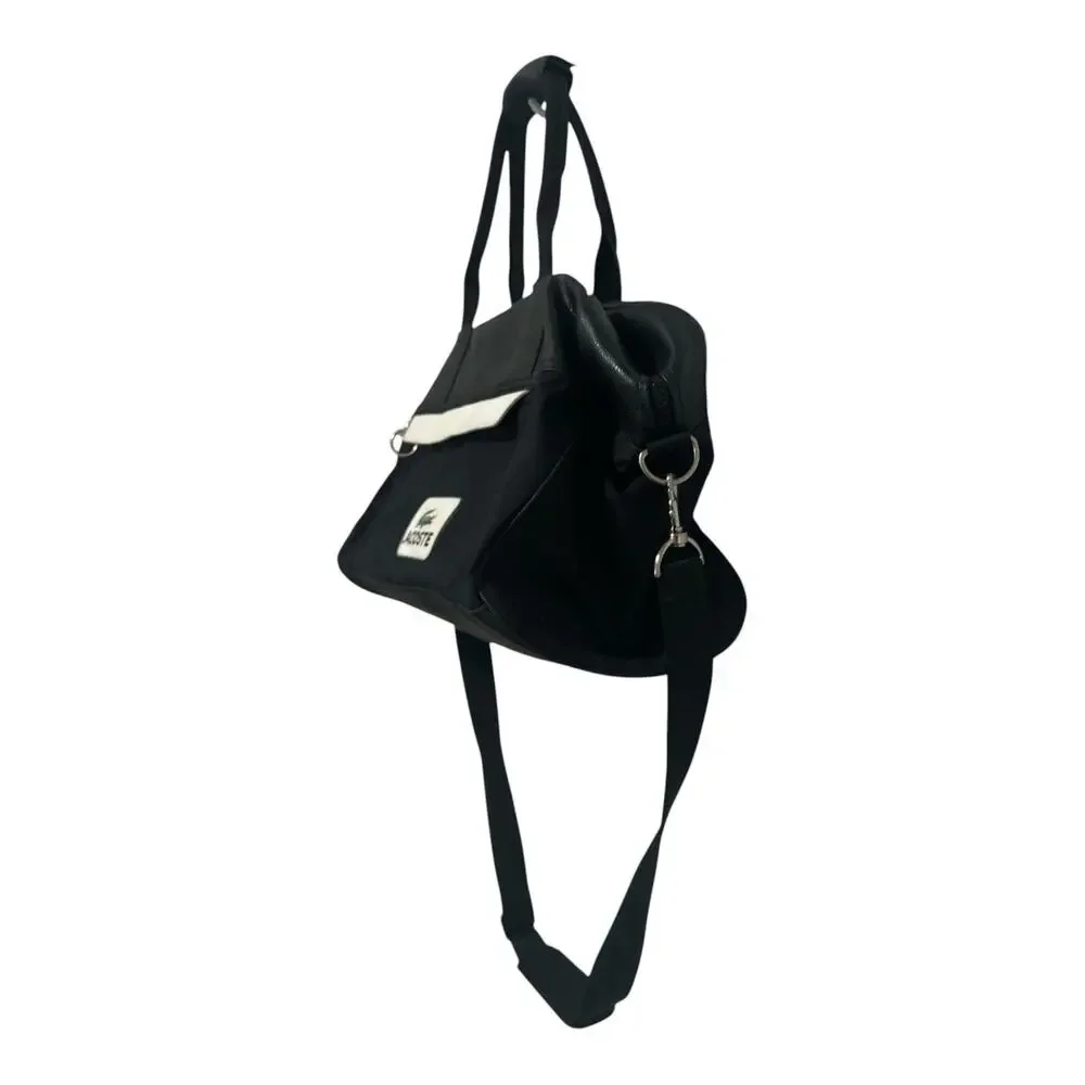 Lacoste Vintage Black Duffel Bag Gym Travel Weekender